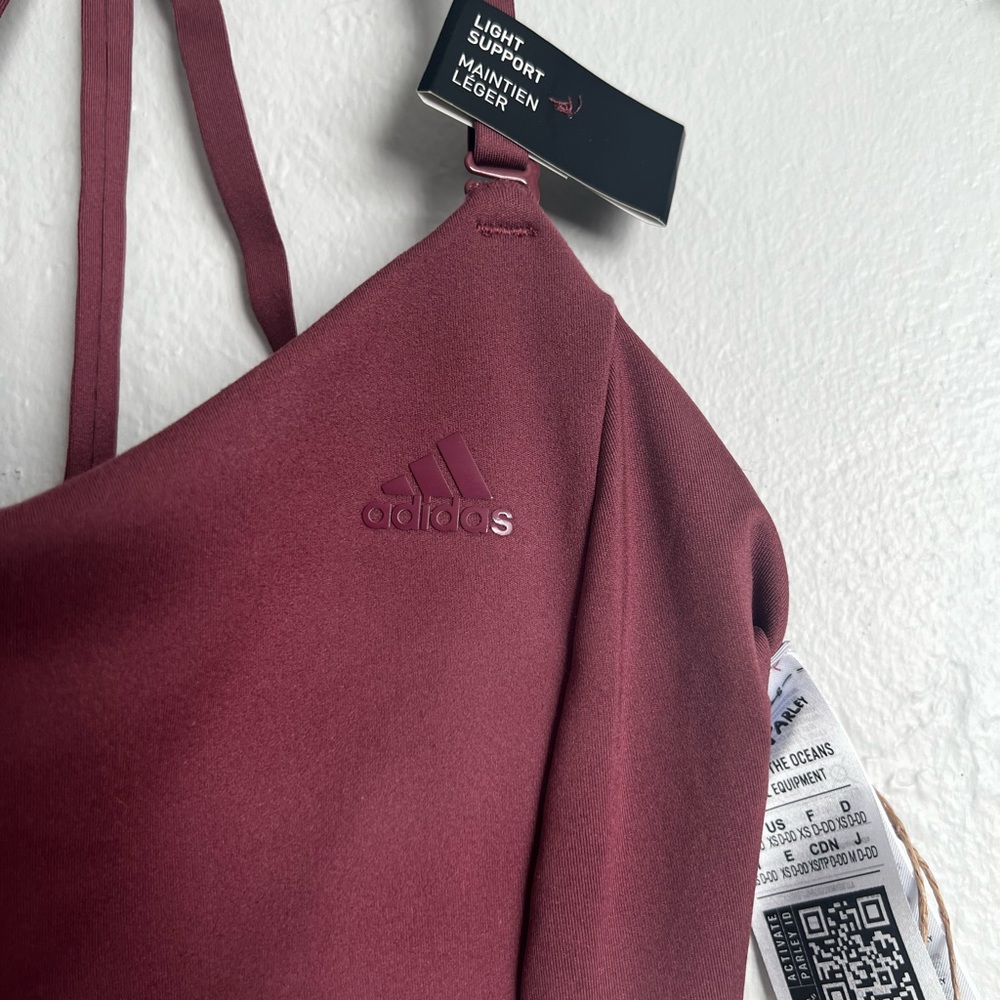 NWT adidas yoga studio light-support 3-stripes bra burgundy size XSDD - Picture 6 of 11